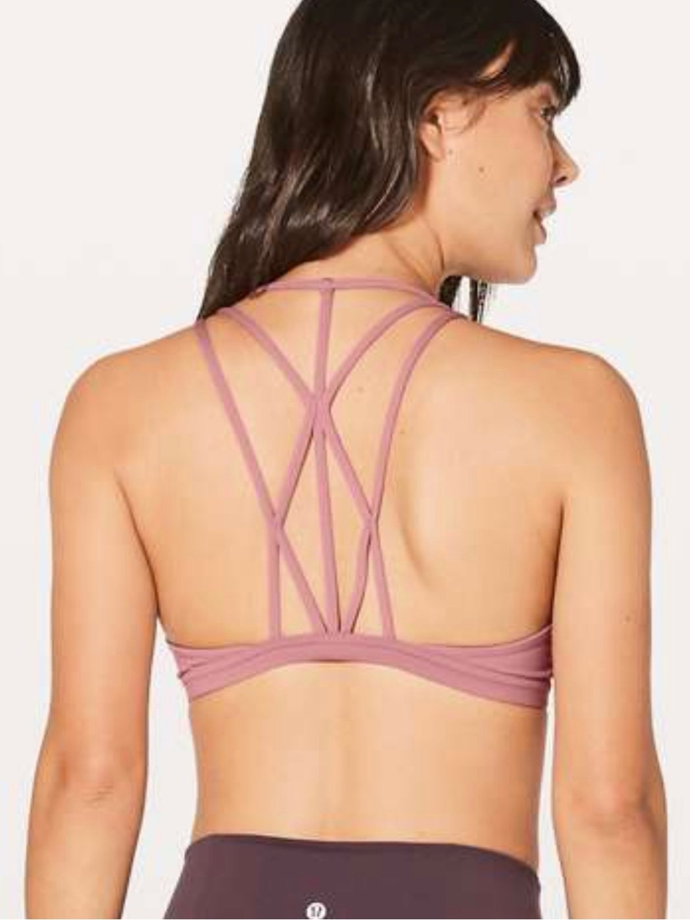 lululemon raise the barre bra luxtreme quicksand mauve pink 4 strappy v-neck
